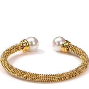 Majorica Simulated Pearl Gold Tone Bangle Bracelet